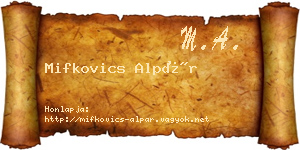 Mifkovics Alpár névjegykártya